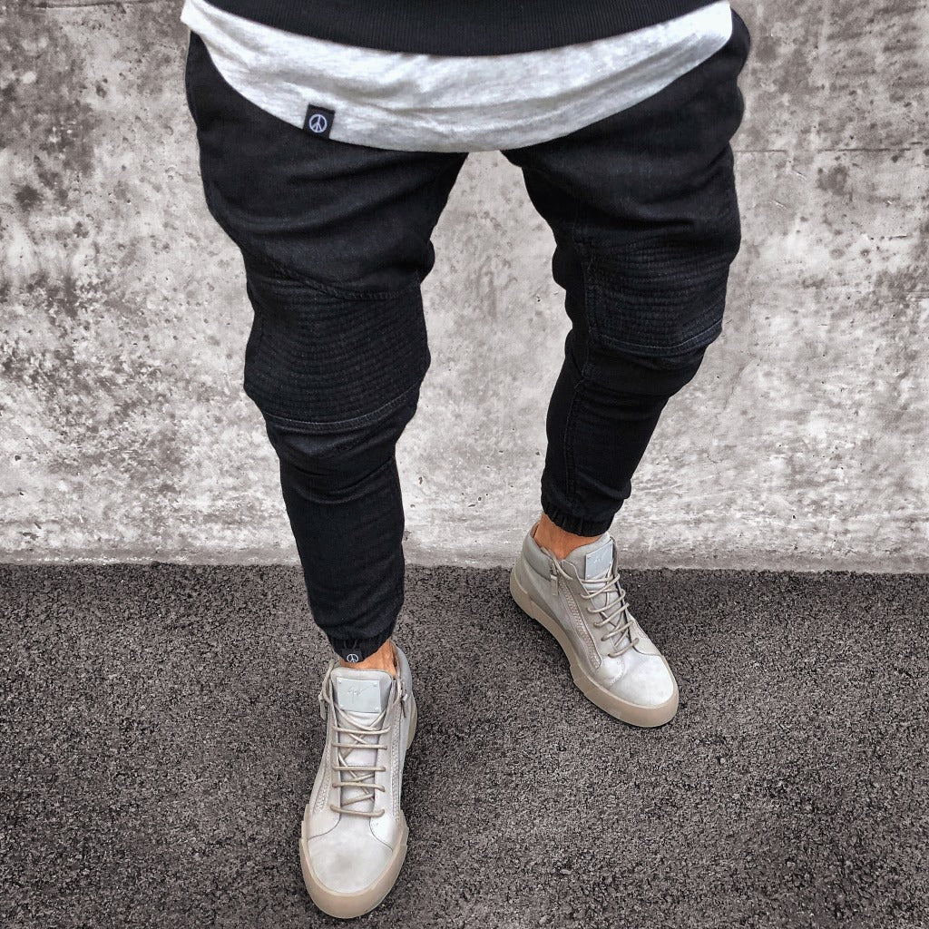 Mens Stretchy Ripped Biker Jeans