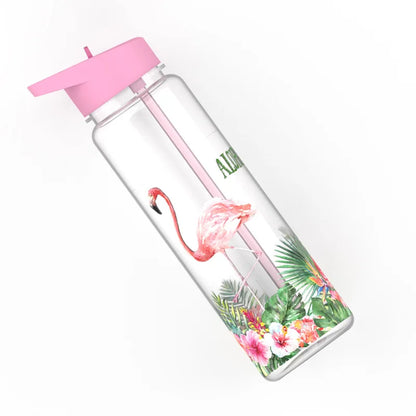 Bpa-Free 750ml Tritan Sports&Outdoor Straw Water Bottle With Flamingos Printing My Drink Juice Handle Straw Kettle For Kids