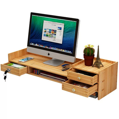 Computer Monitor Elevated Rack Desktop Display Base Office Desk Surface Panel Keyboard Organize and Storage Storage Rack