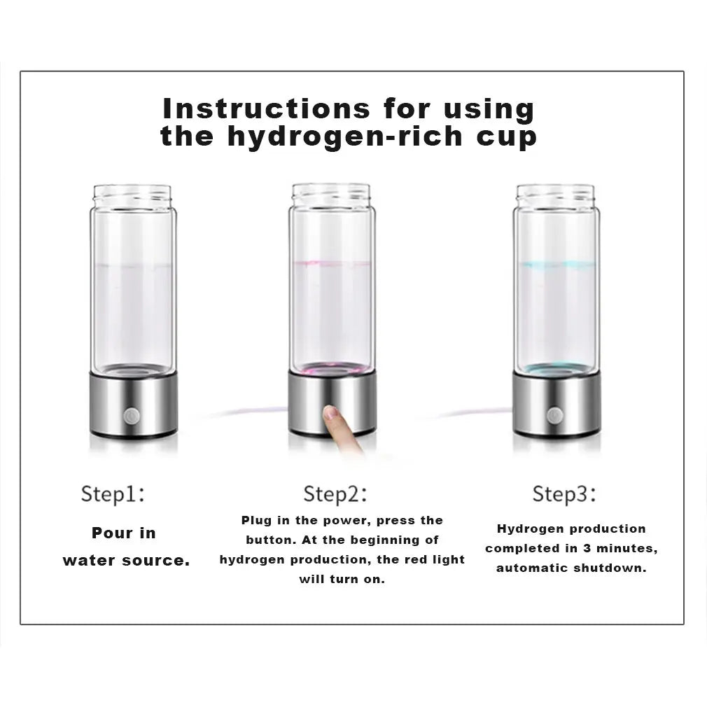 420ml Hydrogen-Rich Water Cup Electric Hydrogen Rich Water Generator Bottle Titanium Quality Filter Portable Antioxidant Lonizer