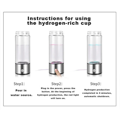 420ml Hydrogen-Rich Water Cup Electric Hydrogen Rich Water Generator Bottle Titanium Quality Filter Portable Antioxidant Lonizer