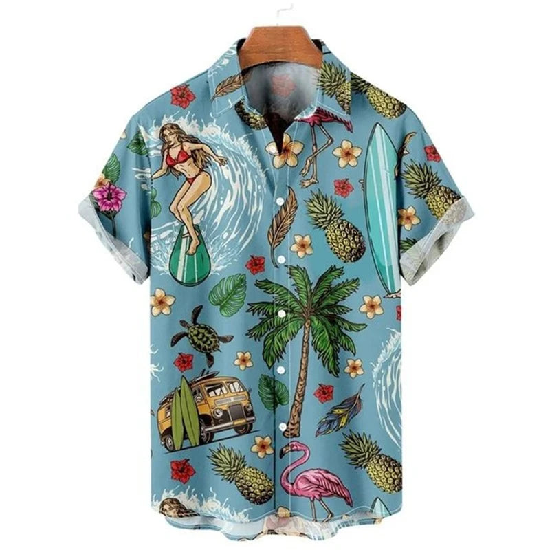 Summer Oversized Hawaiian High Quality Shirt Mens Designer Clothes Sailor Streetwear Mermaid Beach Outdoors Short Sleeve