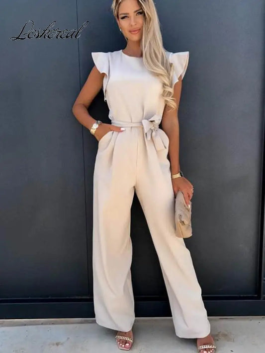 Summer Short Sleeve Wide Leg Jumpsuit For Women Elegant Romper Vintage Streetwear Jumpsuits Overalls Women Jump Suit Woman