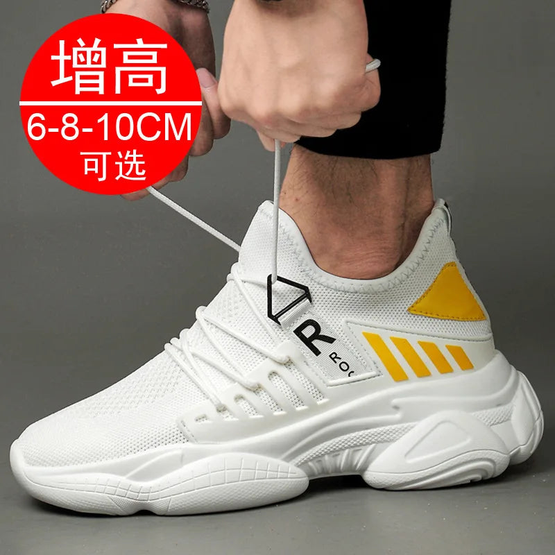 Men Elevator Shoes Man Breathable Casual Shoes Hidden Heels 10cm 8cm 6cm Height Increasing Shoes Height Increase Shoes For Men