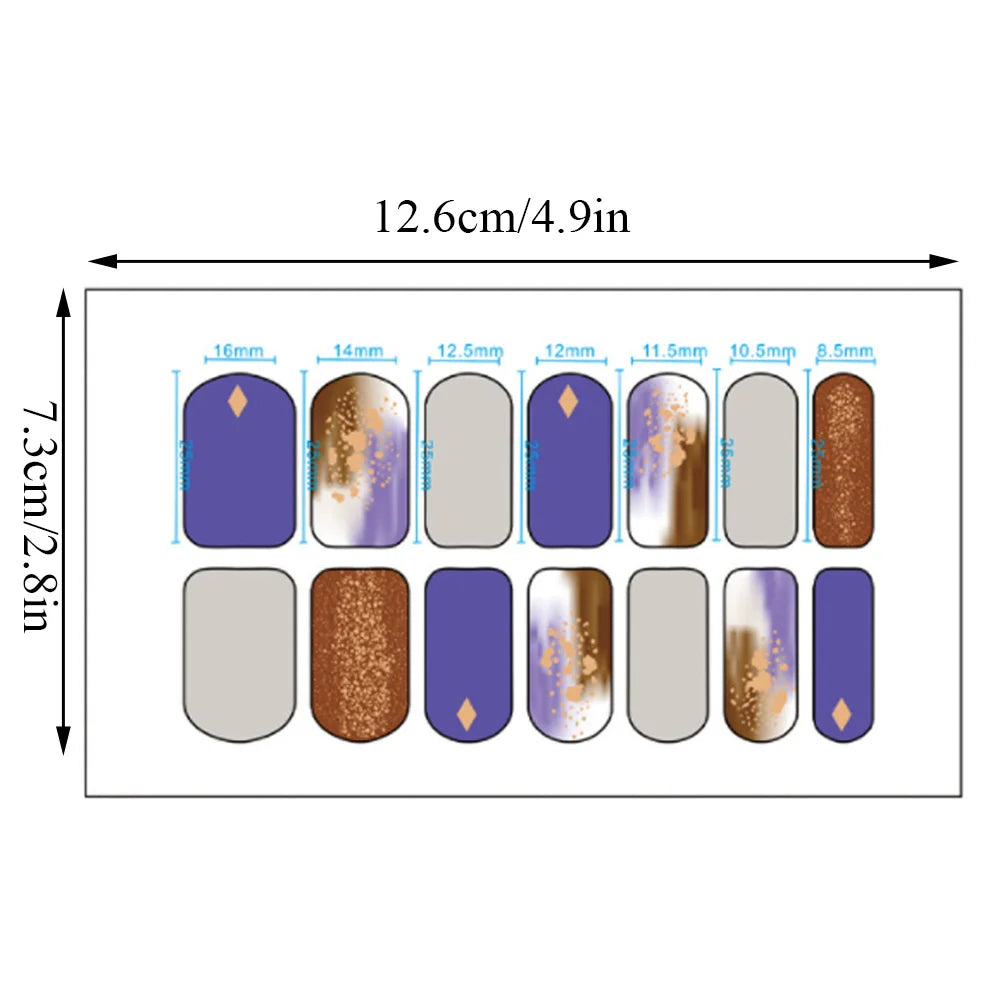 14Tips Full Cover Nail Sticker Korean Fake Finger Nail Sticker Decals DIY Manicure Full Nail Wraps 3D Foil Nail Decal Strips