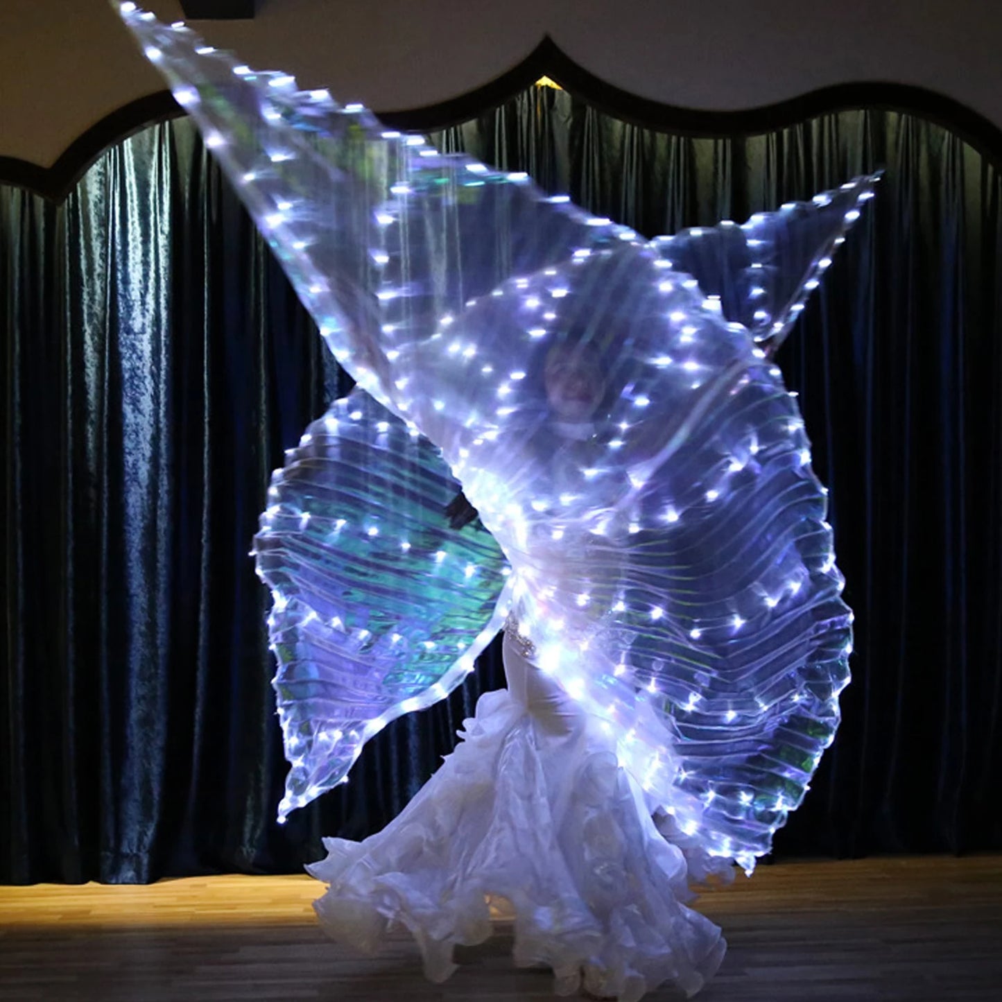 LED Dance Fairy Wings Cloak Children Dancers Colorful Butterfly Wings Stage Performance Belly Dancing Carnival Party Photo Prop