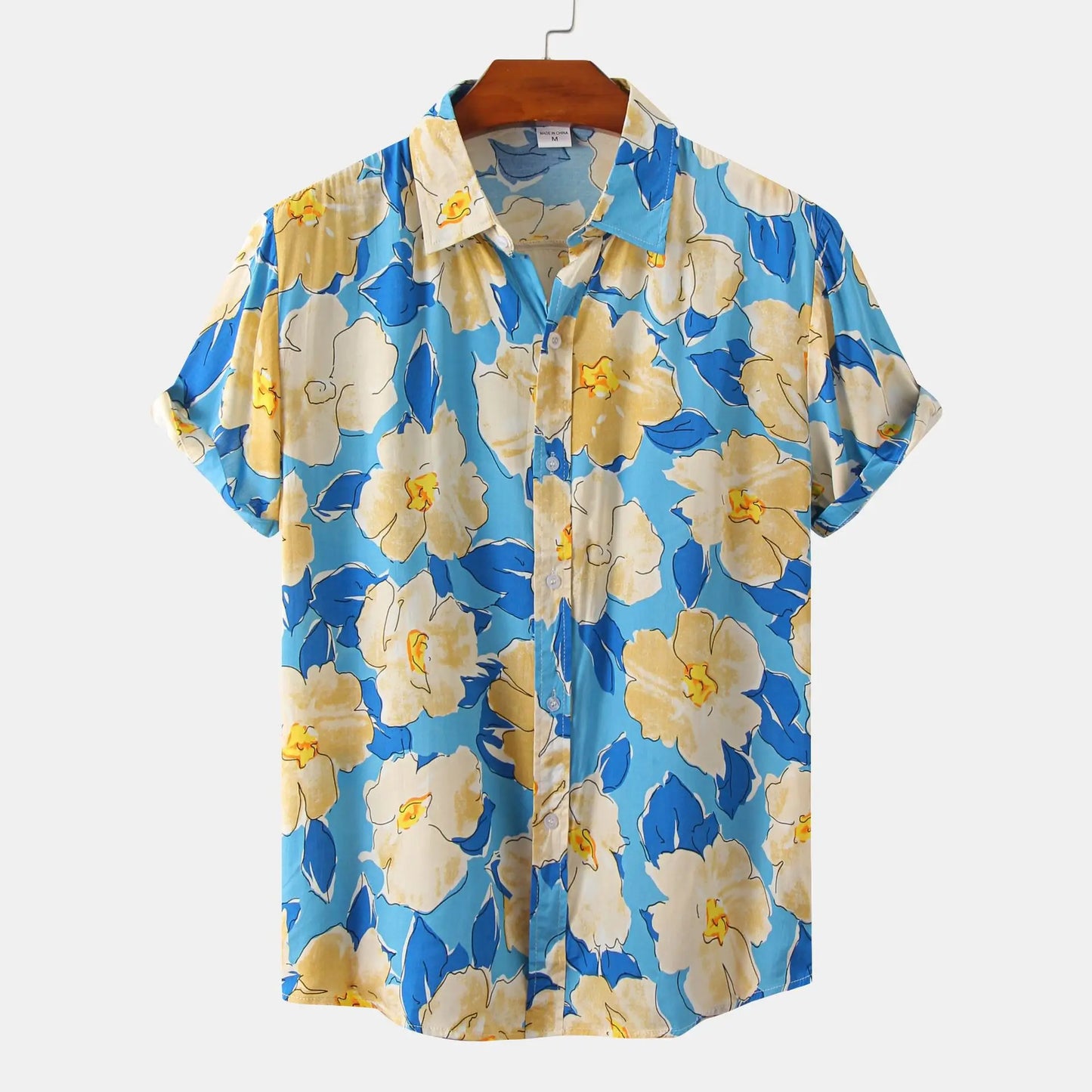 Men's Summer Hawaiian Casual Fashion Social Beach Style Short Sleeve Oversized Flower Print Loose Vintage Resort Shirt Chinese