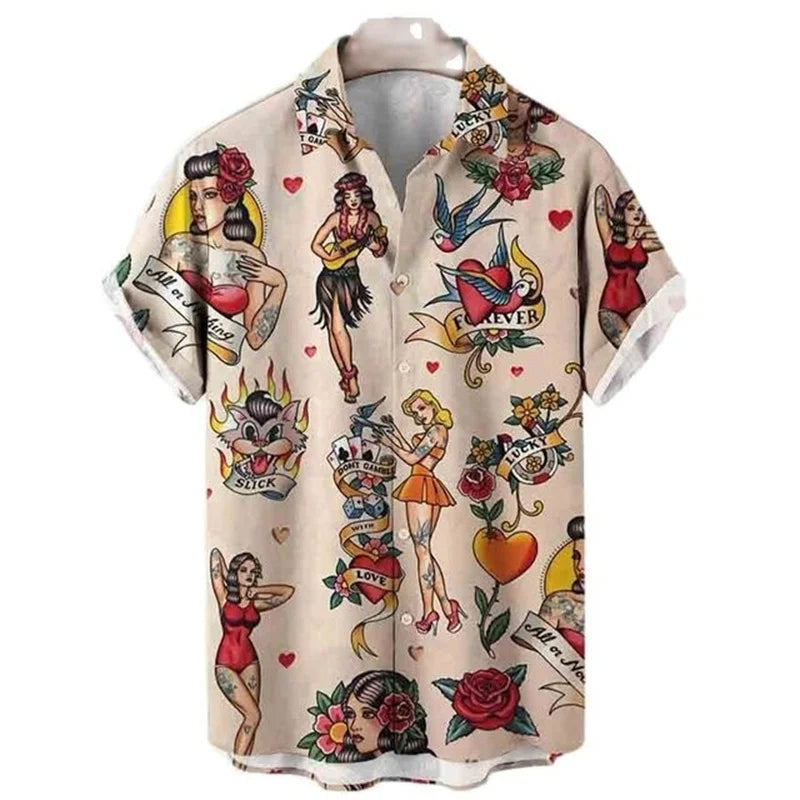 Summer Oversized Hawaiian High Quality Shirt Mens Designer Clothes Sai ...