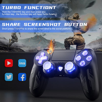 Bluetooth Wireless Controller For Ps4 RGB Light Remote Gamepads With Dual Vibration Turbo Keys Joysticks