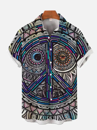 Men's retro printed casual shirt Summer Hawaiian beach short sleeved shirt Men's comfortable and fashionable custom button shirt