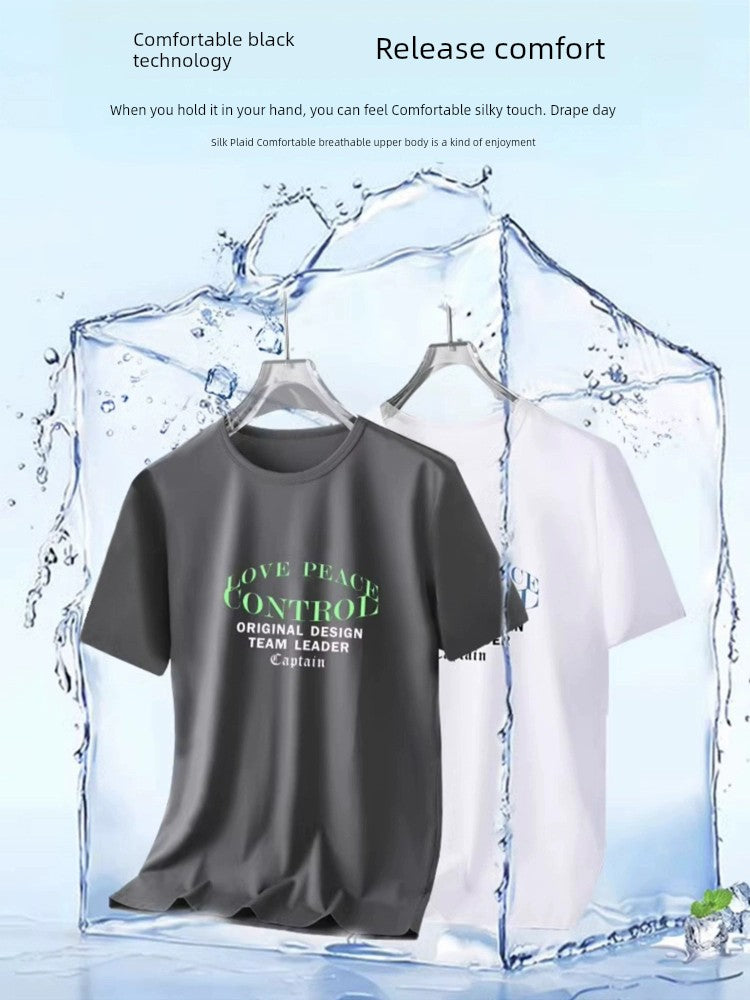 Ice Silk Men Sun-Proof 2024 Cool Feeling Quick-Drying T-shirt