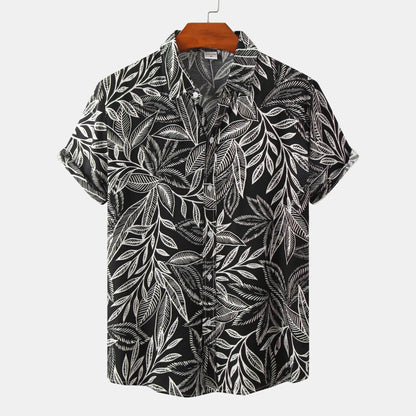 Men's Summer Hawaiian Casual Fashion Social Beach Style Short Sleeve Oversized Flower Print Loose Vintage Resort Shirt Chinese