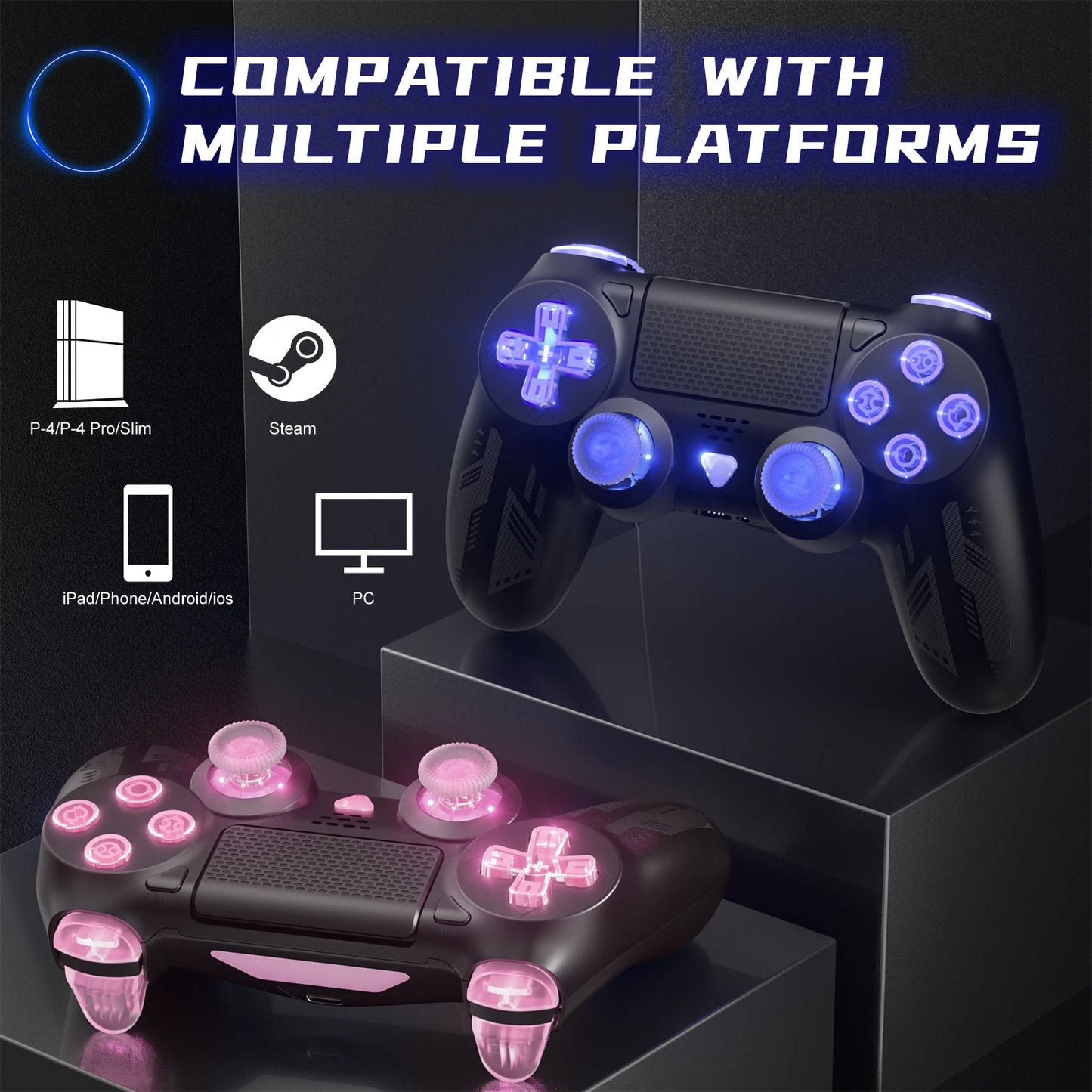 Ps4 controler For Ps4 /Ps3/ Pro/Slim/Pc 4 Bluetooth Gamepad Dual Vibration Game Controller  With Turbo/Led/Touch Function