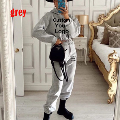 New Fashion Women Track Suits Sports Wear Jogging Suits Ladies Hooded Tracksuit Set Clothes Hoodies+Sweatpants Sexy Suit