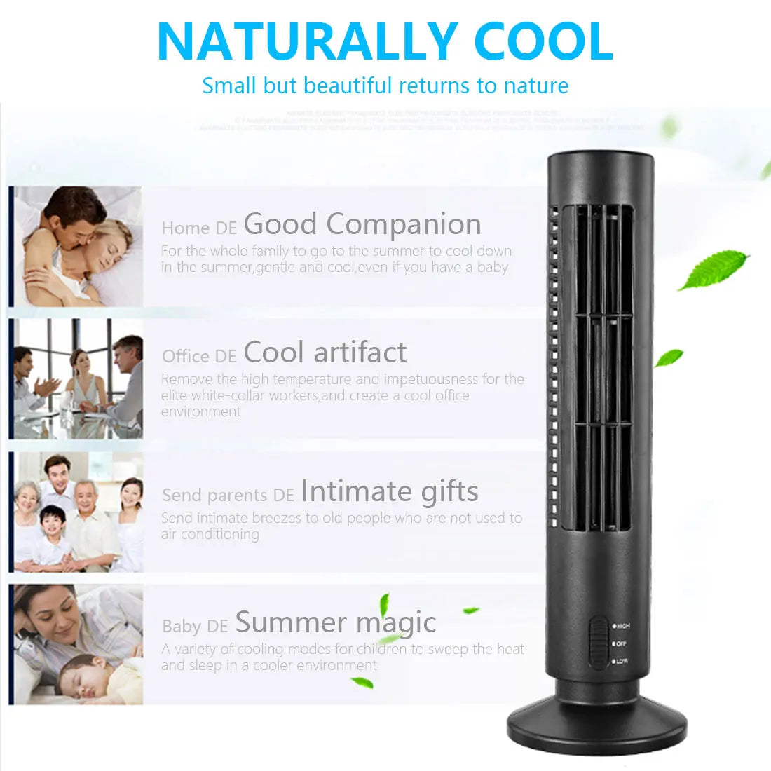 Portable USB Cooling Bladeless Fan Desktop Silent Air Conditioner Humidifier Purifier Multifunction Summer Tower Fan