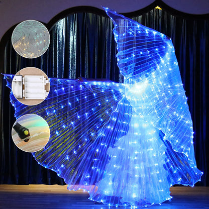 LED Dance Fairy Wings Cloak Children Dancers Colorful Butterfly Wings Stage Performance Belly Dancing Carnival Party Photo Prop