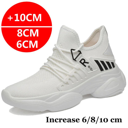 Men Elevator Shoes Man Breathable Casual Shoes Hidden Heels 10cm 8cm 6cm Height Increasing Shoes Height Increase Shoes For Men