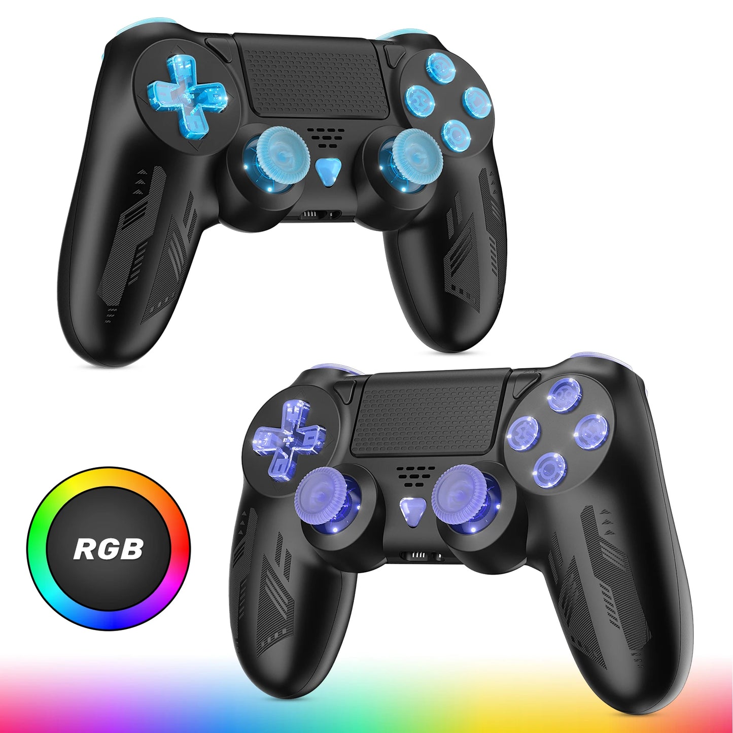 For PS4/Slim/Pro Gamepads Glitter Button Wireless 6-Axis Joystick Compatible Phone/Steam/PC Dual Vibration/Turbo Keys Controller