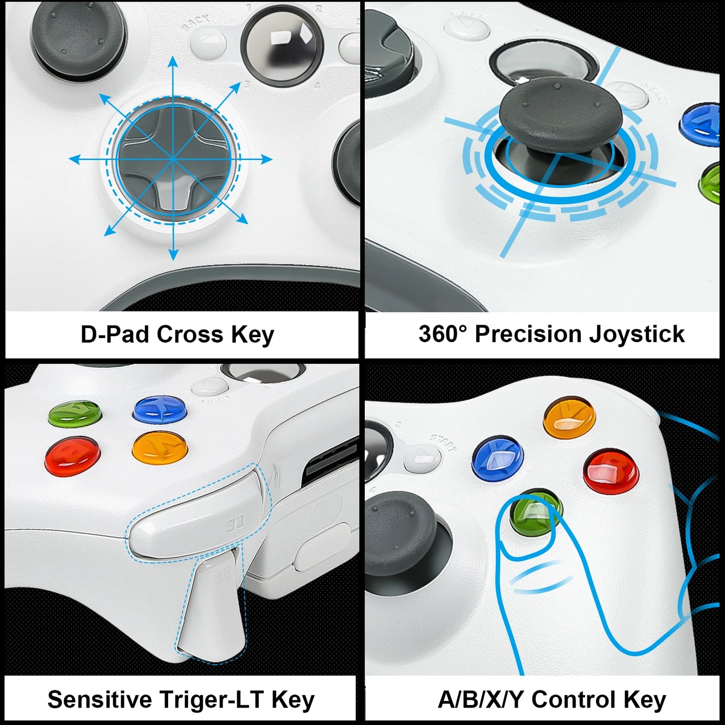 PC Gamepad For Xbox 360 2.4G Wireless Game Controller Gaming Remote Joystick 3D Rocker Game Handle Tools Parts