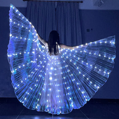 LED Dance Fairy Wings Cloak Children Dancers Colorful Butterfly Wings Stage Performance Belly Dancing Carnival Party Photo Prop