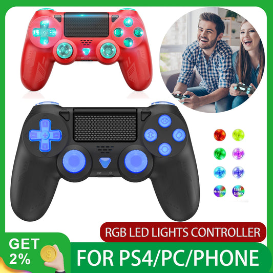 Wireless Controller For PS4 PC Gamepad Bluetooth USB Remote Control Game Pad Accessories IOS13.0 or Above/Android/Pro/Slim/PC