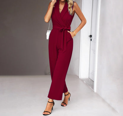 Jumpsuits for Women 2023 Fashion Solid Sleeveless Casual Elegant Office Lady One Pieces Jump Suits Overalls Autumn Winter New