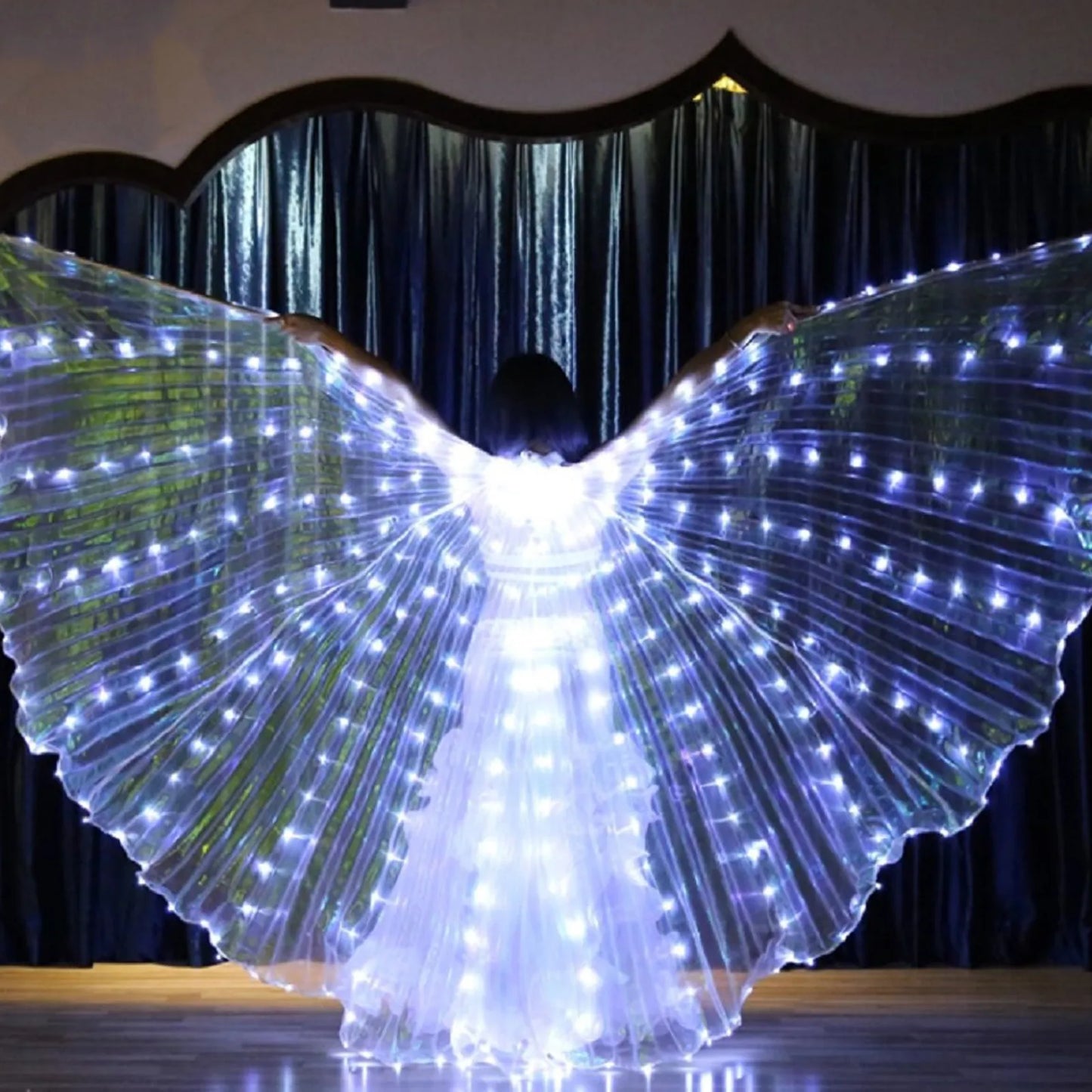 LED Dance Fairy Wings Cloak Children Dancers Colorful Butterfly Wings Stage Performance Belly Dancing Carnival Party Photo Prop