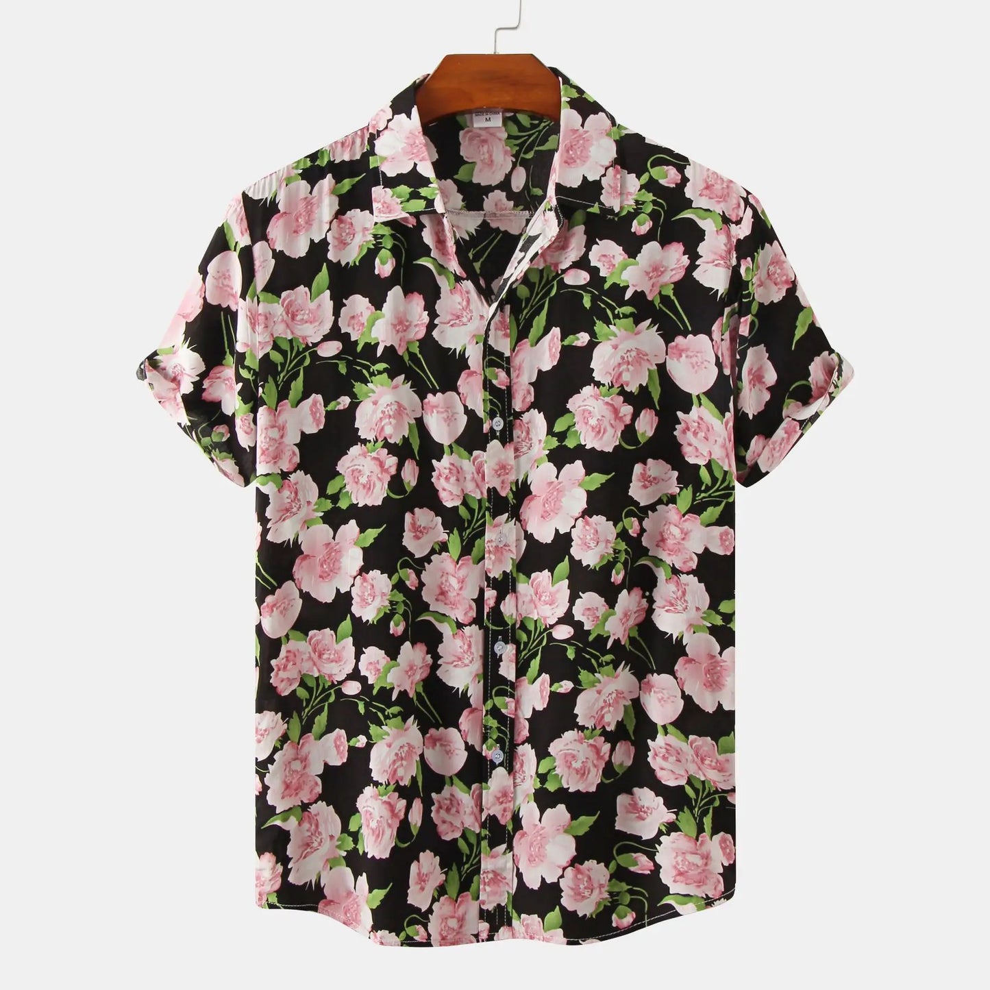 Men's Cotton Polyester Summer Short Sleeve Shirt Vintage Geometric Hawaiian Beach Male Shirts Casual Blouse For Men